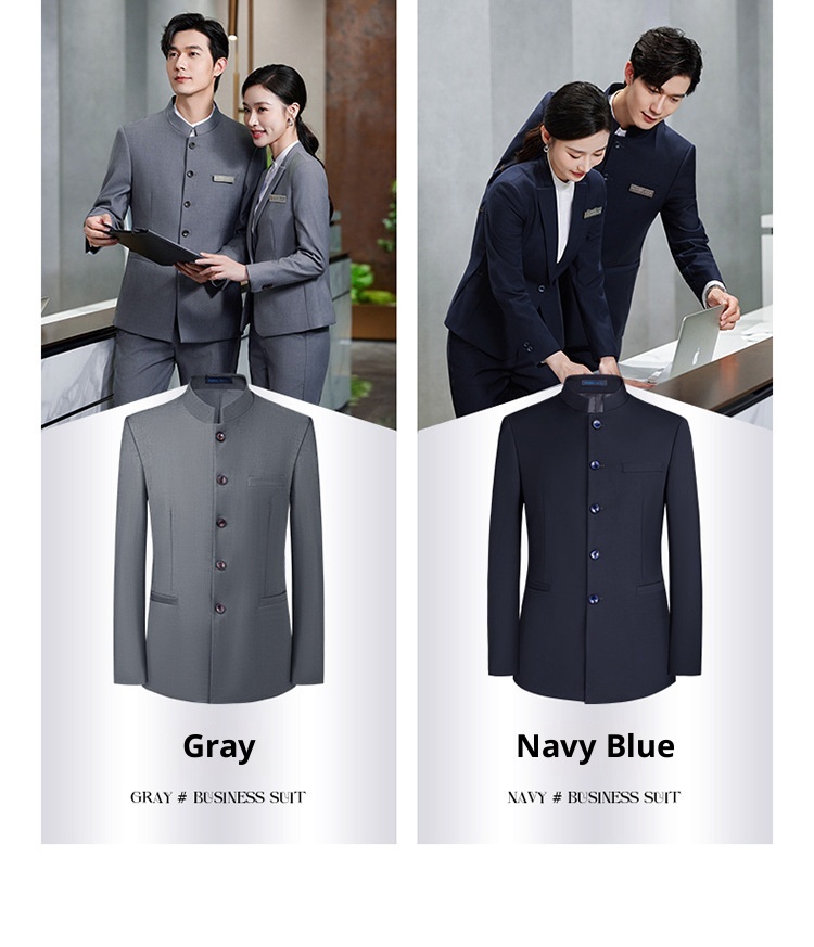 7045555501<2 QFV507045555501<2 New Uniform For Men And Women Gray Chinese National Style Professional Zhongshan Stand Collar Suit Business Formal Wear_voghion.com