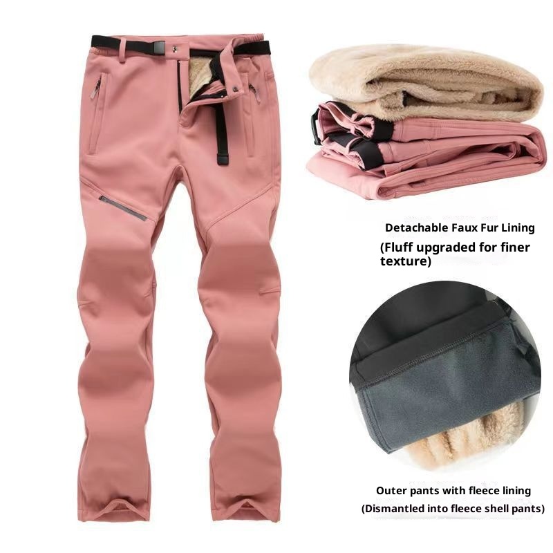 001 Nuovi pantaloni da sci da uomo, da trekking, impermeabili, traspiranti, foderati in pile softshell, spessi, da donna, in lana d'agnello_voghion.com