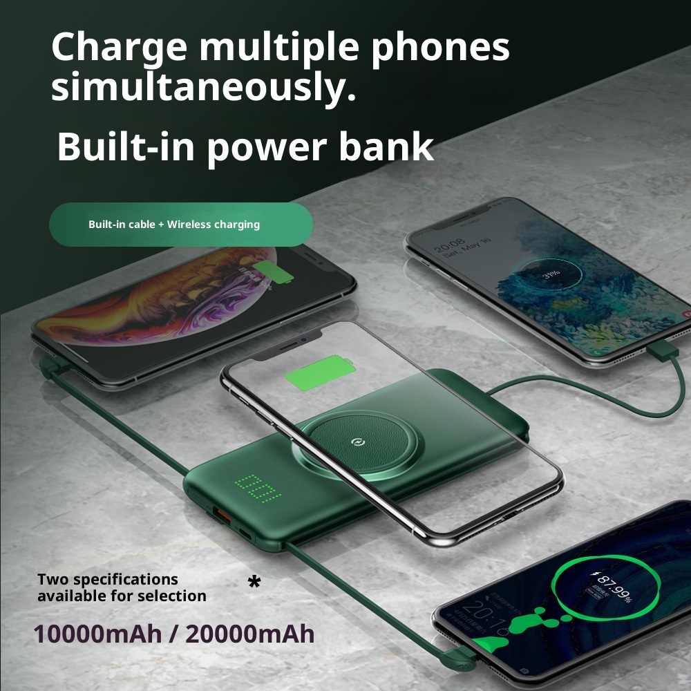 techglobe all'ingrosso Power Bank wireless autonomo con display digitale ultrasottile da 20000 mAh, grande capacità, comodo e portatile_voghion.com