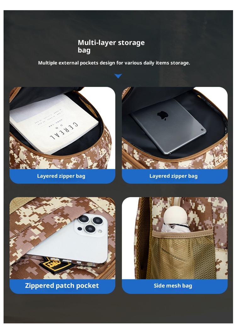 ActiveGo Hiking Casual Backpack For Men, Large Capacity, Lightweight Camouflage Sports Climbing Backpack, Outdoor Camping_voghion.com