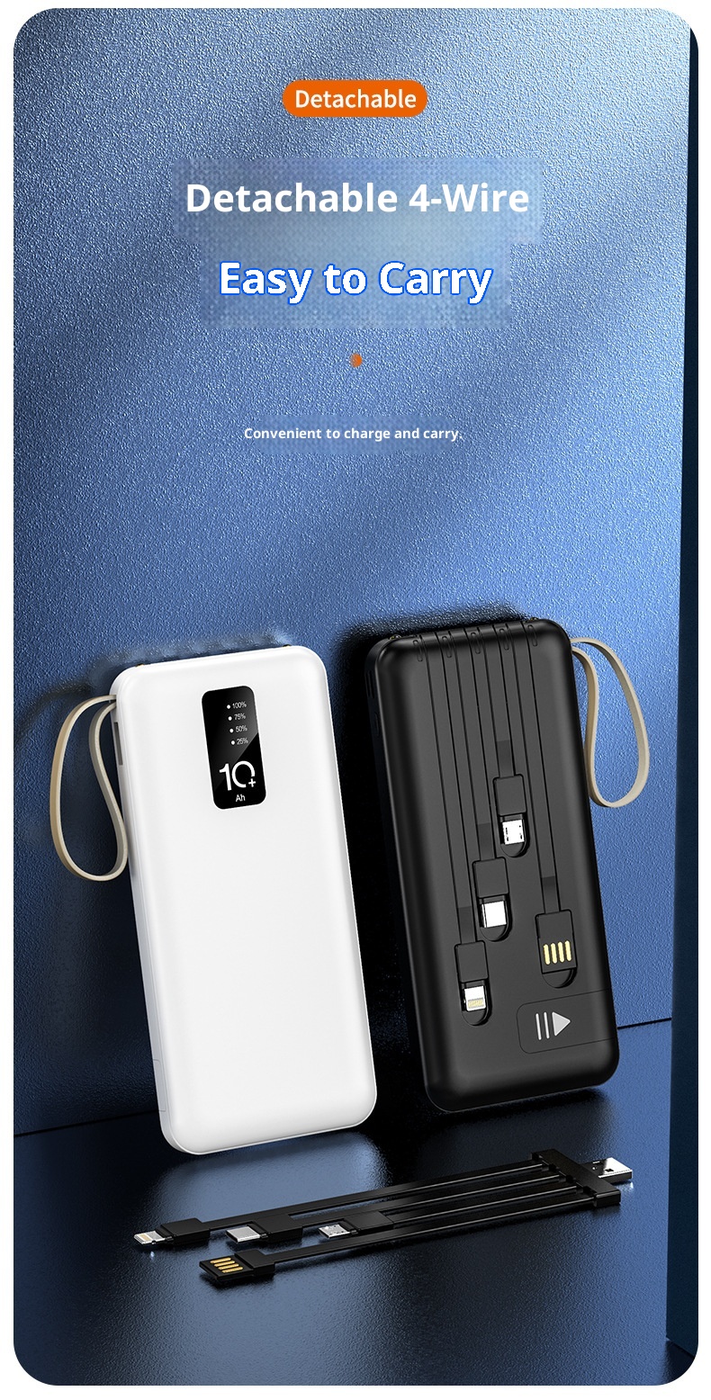 techglobe Großhandel Geschenk Mobile Powerbank mit integriertem Kabel 20000mAh Große Kapazität Gemeinsames Schnellladen Tragbarer Akku_voghion.com