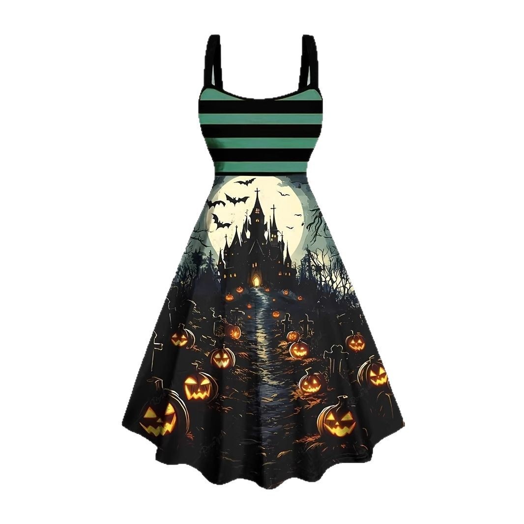 ChicShe Abito lungo sexy e hot da ragazza, con orlo largo, vestibilità aderente, stile europeo e americano, per Halloween, taglie forti_voghion.com