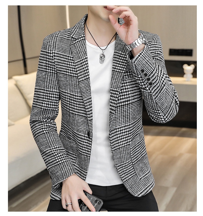 QFV507045555501<2 QFV507045555501<2 Conjunto de moda para hombre joven, estilo blazer a cuadros, ideal para bodas, ocasiones informales y ocasiones especiales._voghion.com