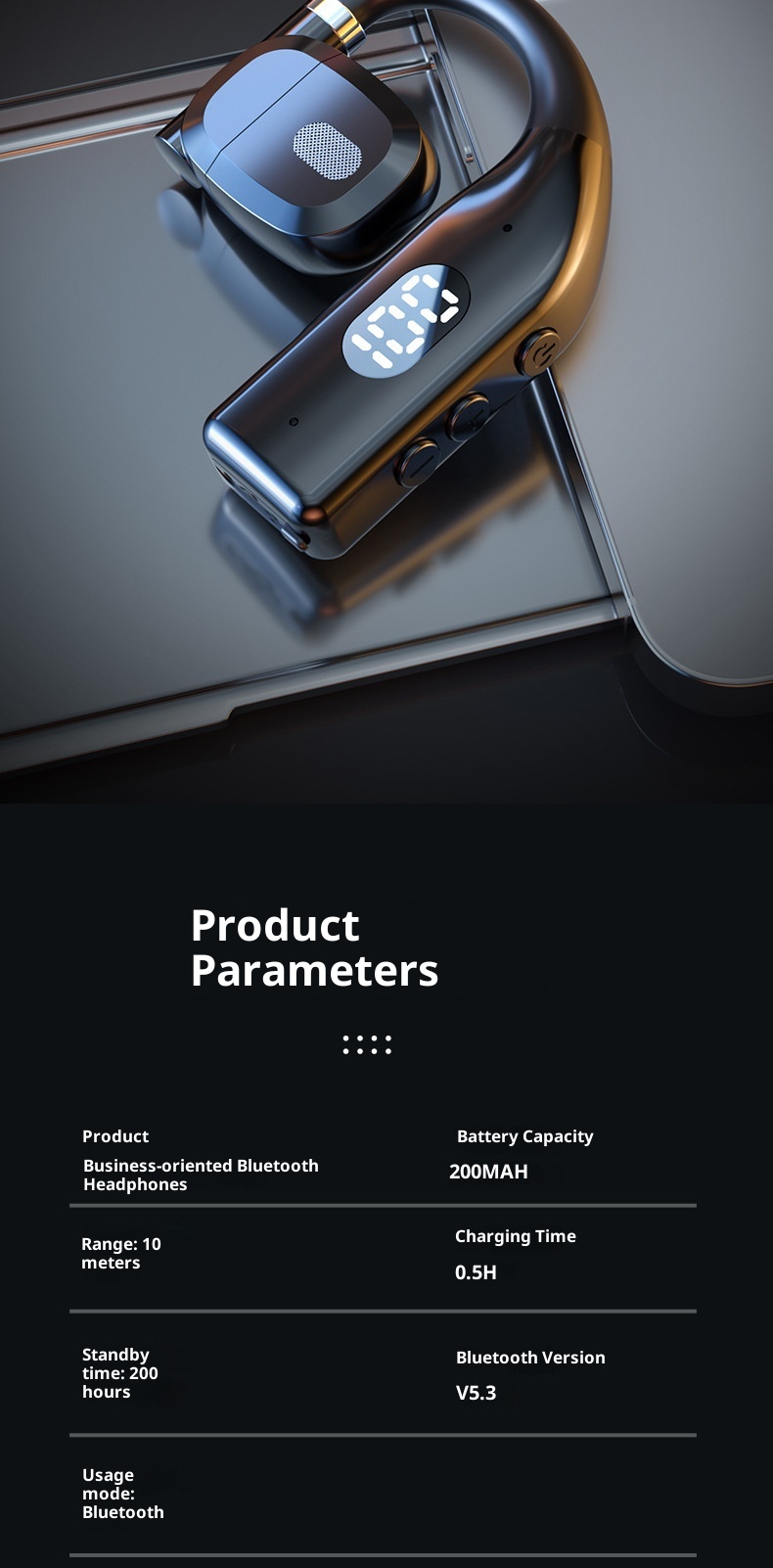 3c Nuovo stile girevole digitale wireless sinistro e destro con gancio singolo per l'orecchio, universale transfrontaliero, batteria a lunga durata_voghion.com