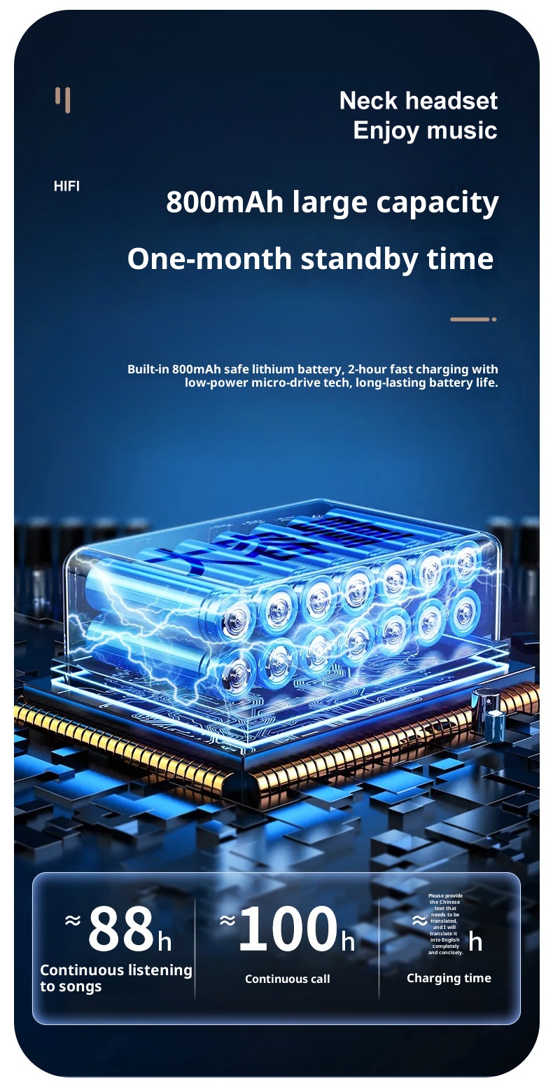 Auricolari sportivi unisex con fascia da collo e display a cristalli liquidi Bluetooth 3C wireless a lunga durata della batteria_voghion.com