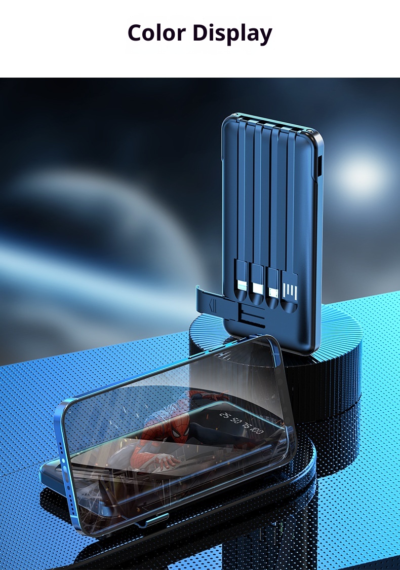 techglobe Wholesale Portable Built-in Cable Mirror Bank 20000mAh High-Quality Gift Mobile Power Supply PowerBank_voghion.com