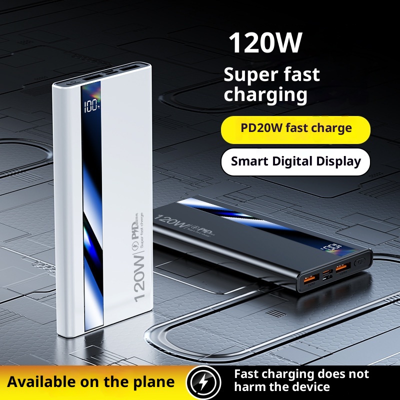 techglobe 3C Certified 120W Fast Charging 20000mAh Bank Large Capacity Portable Mobile Power Supply Gift Wholesale Digital Display_voghion.com