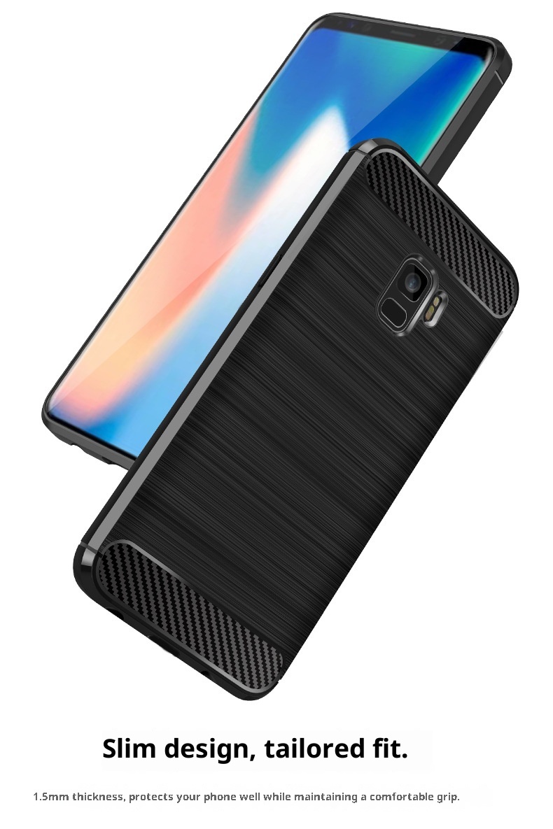 TechGlobe Custodia protettiva antiurto in fibra di carbonio spazzolata per telefono Galaxy Samsung S9_voghion.com