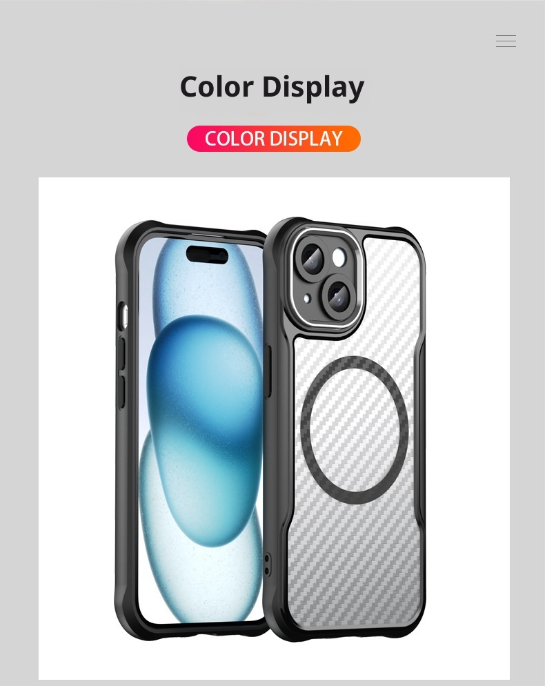 TechGlobe Kompatible Magnethülle für iPhone 15 Pro Max – Präzisions-Aussparungen, vollständige Abdeckung, PC-Doppelhülle_voghion.com