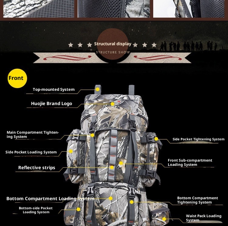 ActiveGo Foreign Trade Cross-Border Tactical Backpack For Men, Camouflage Leaf Pattern, Outdoor Hunting Large Capacity Hiking_voghion.com