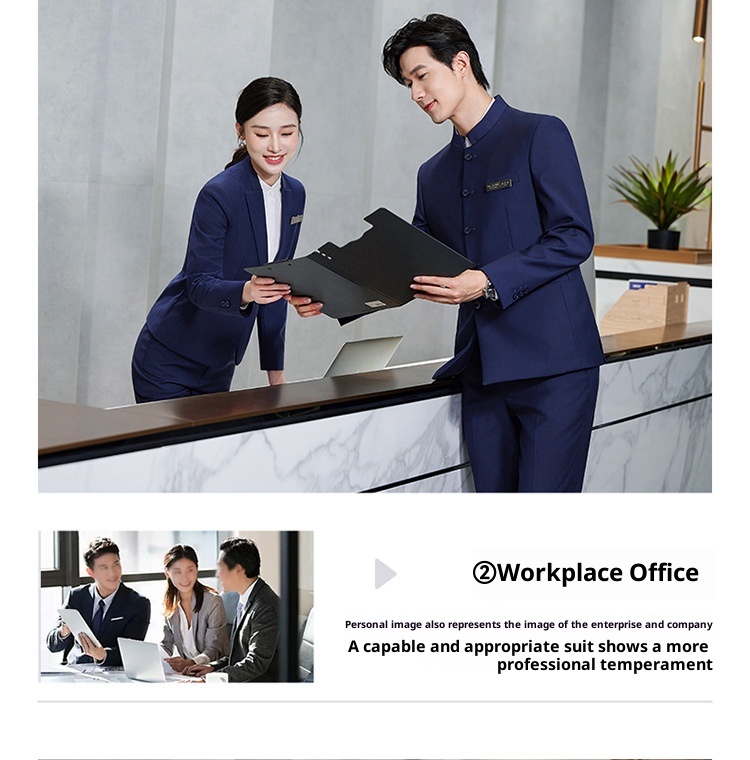 7045555501<2 QFV507045555501<2 New Uniform For Men And Women Gray Chinese National Style Professional Zhongshan Stand Collar Suit Business Formal Wear_voghion.com