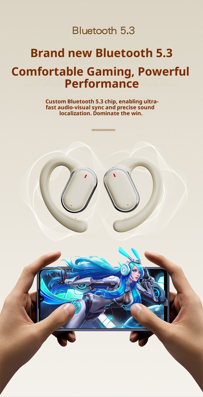 Écouteurs Bluetooth sans fil 3c Cross-Border X93, réduction de bruit, sans oreillette, grande autonomie, modèle OWS Private One_voghion.com