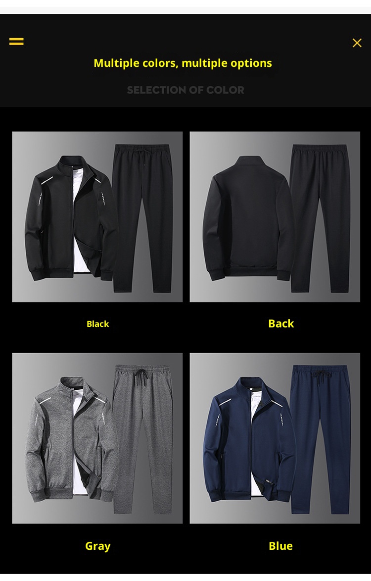 001 001 Autumn Sports Suit Men, Spring Casual Running Two-Piece Set, Youth Middle-Aged Group Suit, Bulk Purchase Sweatshirt And_voghion.com