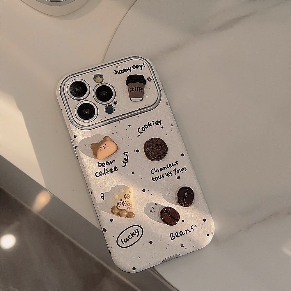 Custodia TechGlobe Ink Splash 3D Coffee Bear per iPhone 15 16 Pro Max in pelle 17 generazione 11 carina_voghion.com