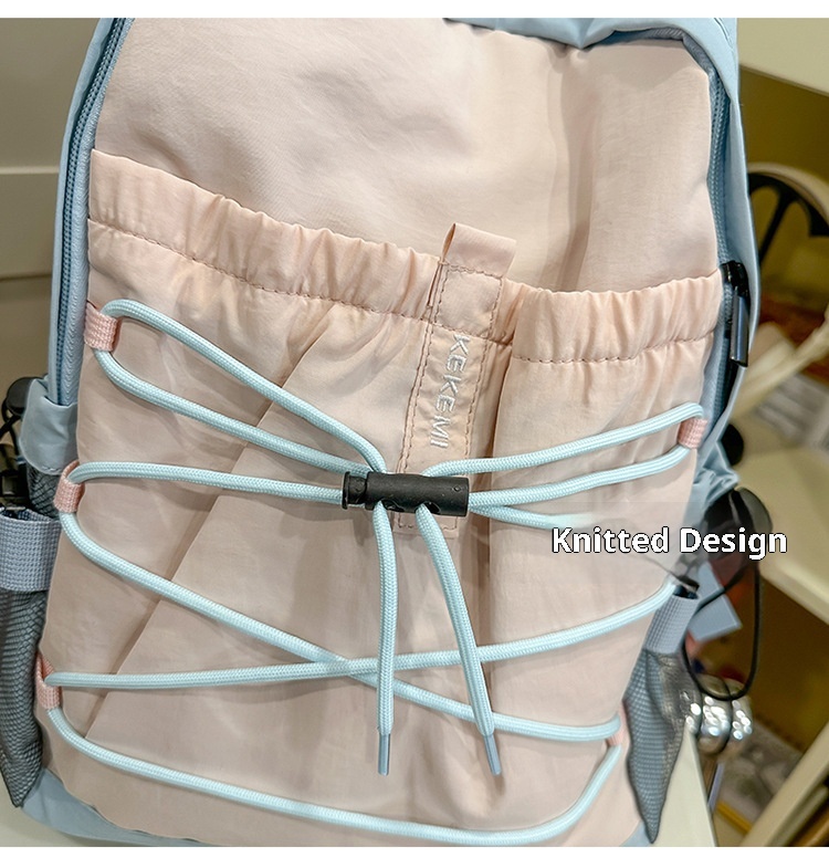 ActiveGo Color-Block Lightweight Backpack Women, Large Capacity Sports Outdoor Hiking Backpack, Trendy Drawstring School Bag For_voghion.com