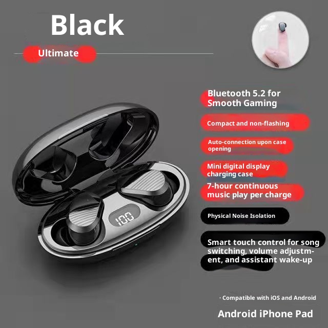 Écouteurs intra-auriculaires sans fil 3c Cross-border Private Model A68 TWS Bluetooth 5.0 pour le sport, résistants à la transpiration et dotés d'un affichage LED_voghion.com