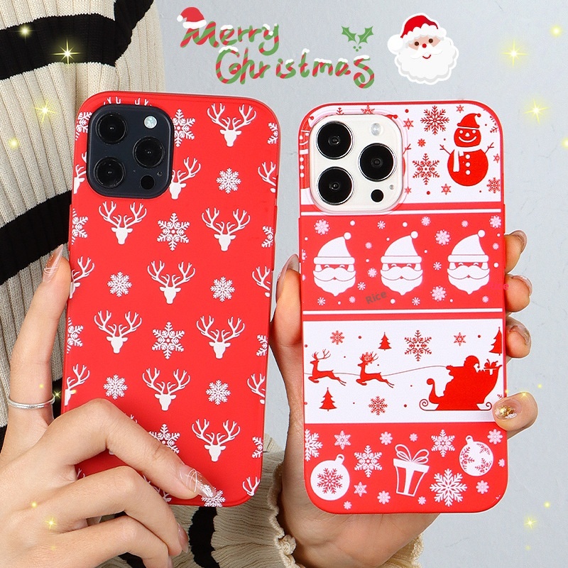 TechGlobe Yongyu Suitable For IPhone 14/13 Santa Claus Cartoon Graffiti Christmas Reindeer Phone TPU Soft Case_voghion.com