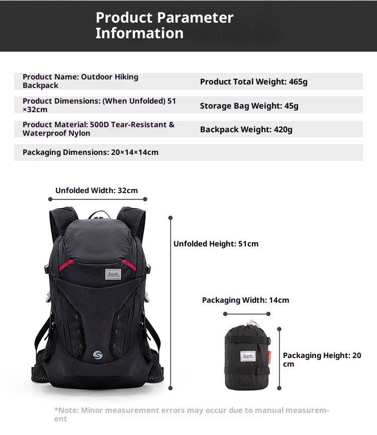 ActiveGo Ultraleichter, professioneller, faltbarer, wasserdichter Trekking- und Reiserucksack für Herren mit großem Fassungsvermögen_voghion.com