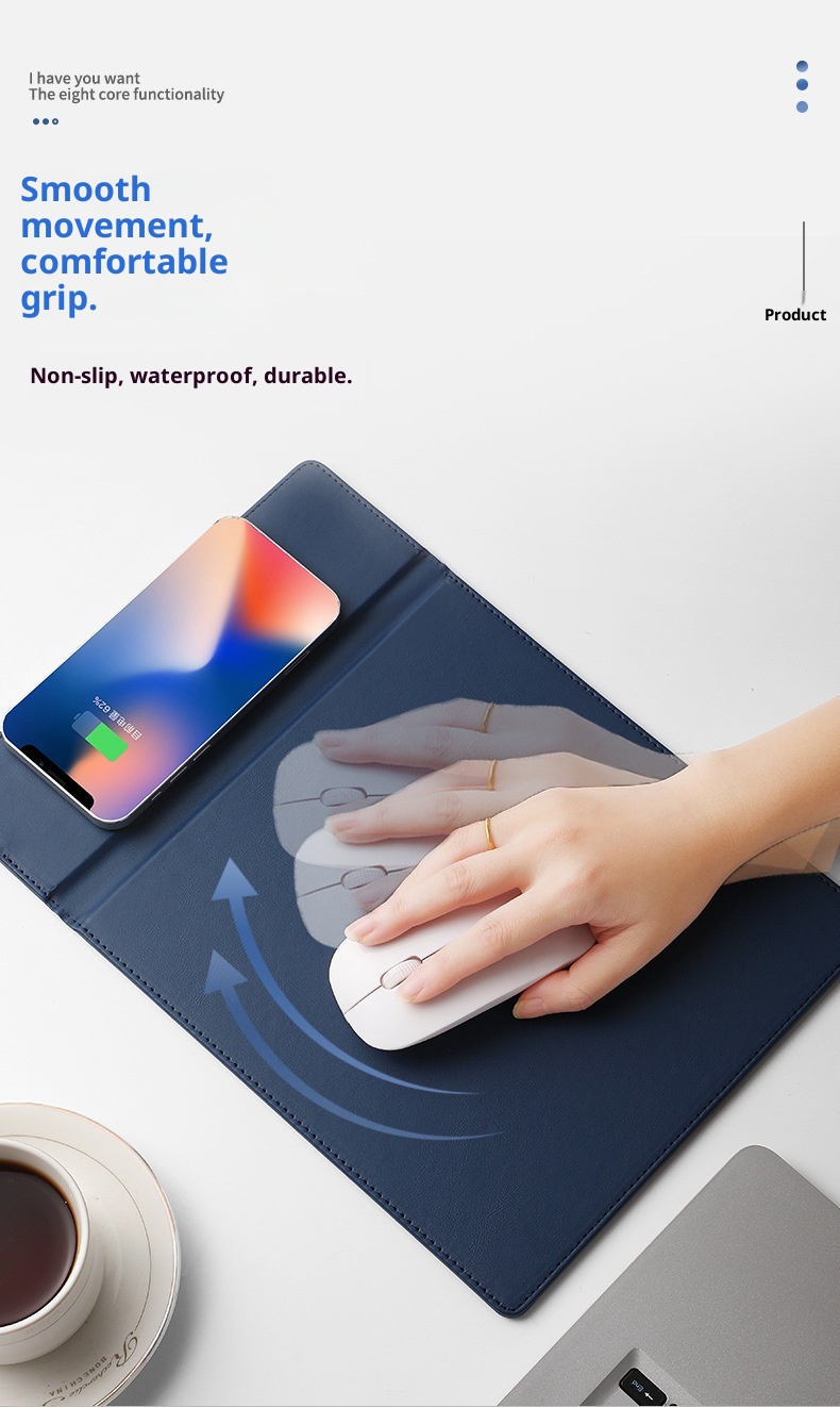 3c 15W Fast Office Waterproof Anti-Slip Small Computer Folding Multi-Functional Wireless Charging Stand Mouse Pad_voghion.com