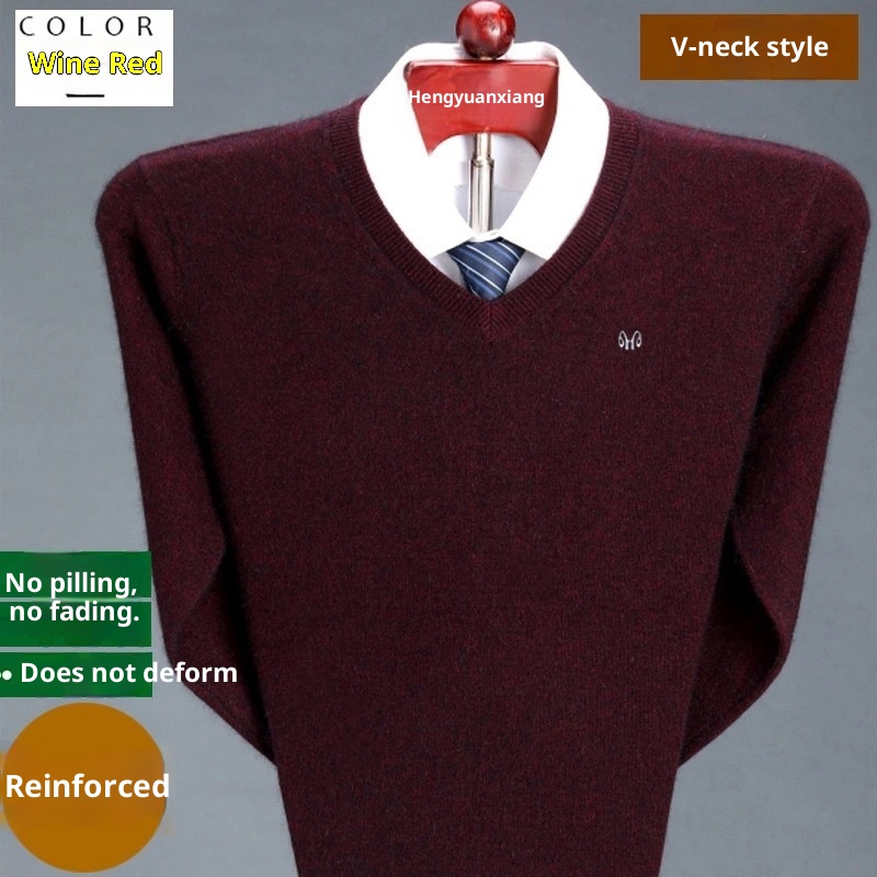 boy Boy Boy Clearance Hot-Selling Winter Warmth Middle-Aged Dad's Wool Solid Color Base Sweater For Men One-Piece Dropshipping_voghion.com