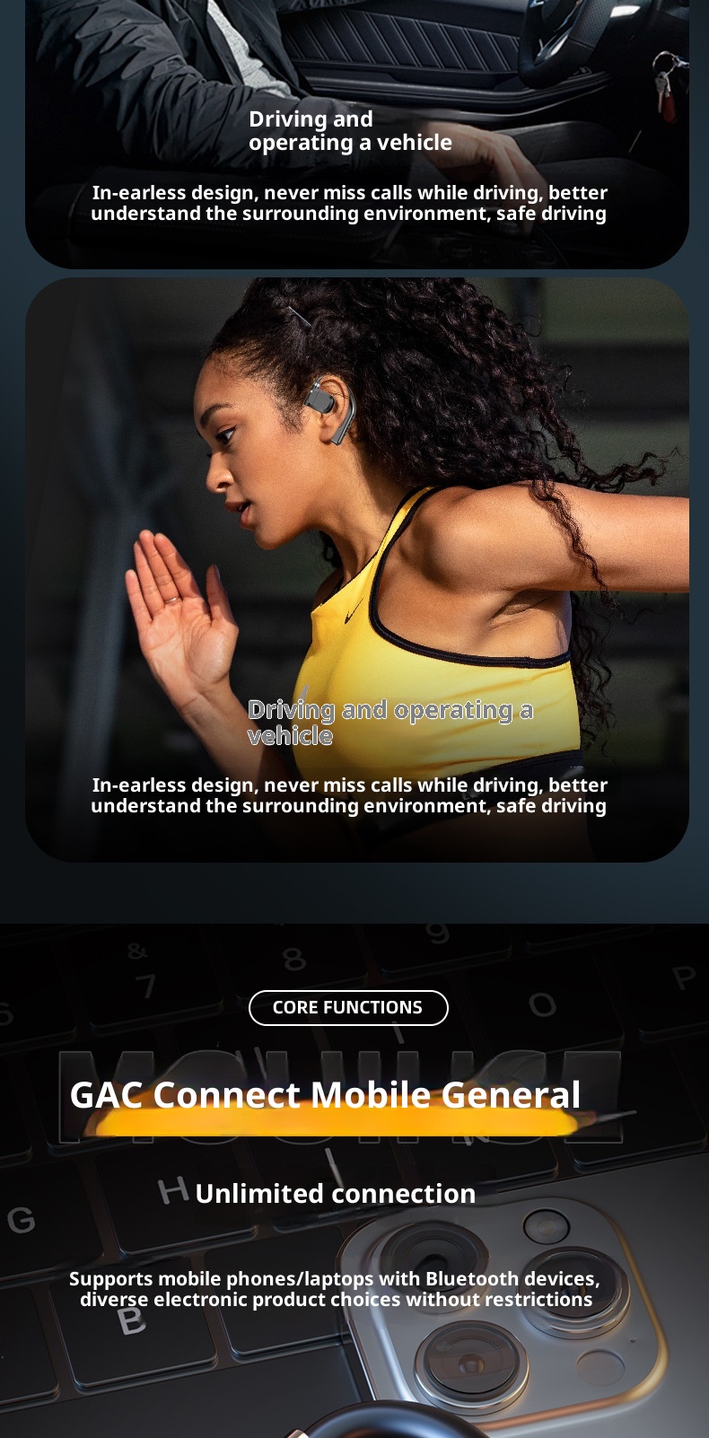 3c Nuovo stile girevole digitale wireless sinistro e destro con gancio singolo per l'orecchio, universale transfrontaliero, batteria a lunga durata_voghion.com