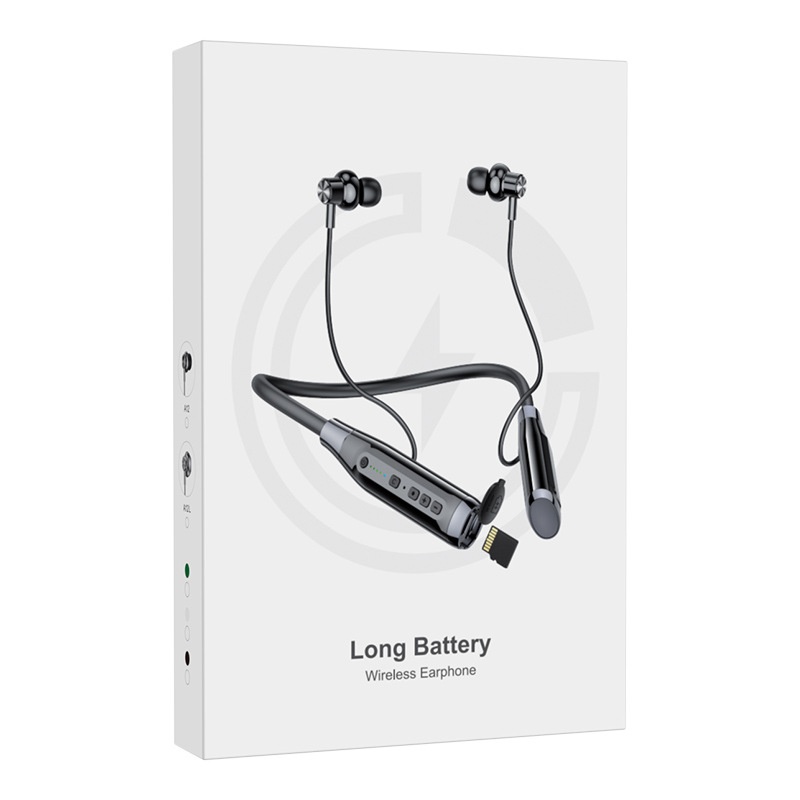 Auricolari Bluetooth 3c A12 con archetto da collo, standby ultra-lungo, semi-in-ear, wireless, sport, slot per schede, transfrontaliero, nuovo, privato_voghion.com