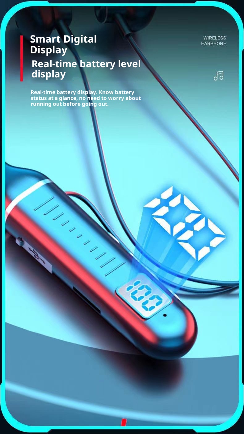 3c Wireless Bluetooth Suitable For Sports Stereo Noise Cancelling Digital Display Long Battery Life Cross-Border Neckband_voghion.com