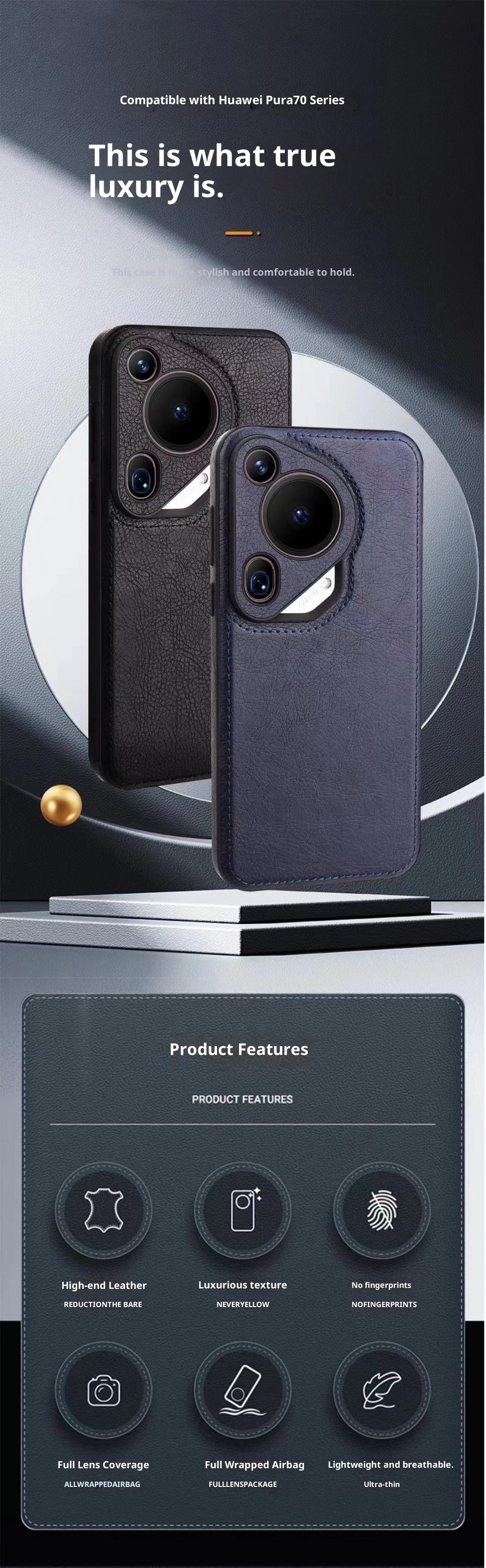 TechGlobe Premium Rote Stoßfeste Schlichte Handyhülle Passend für Huawei P70 Pro Business Herren Leder Mate70_voghion.com