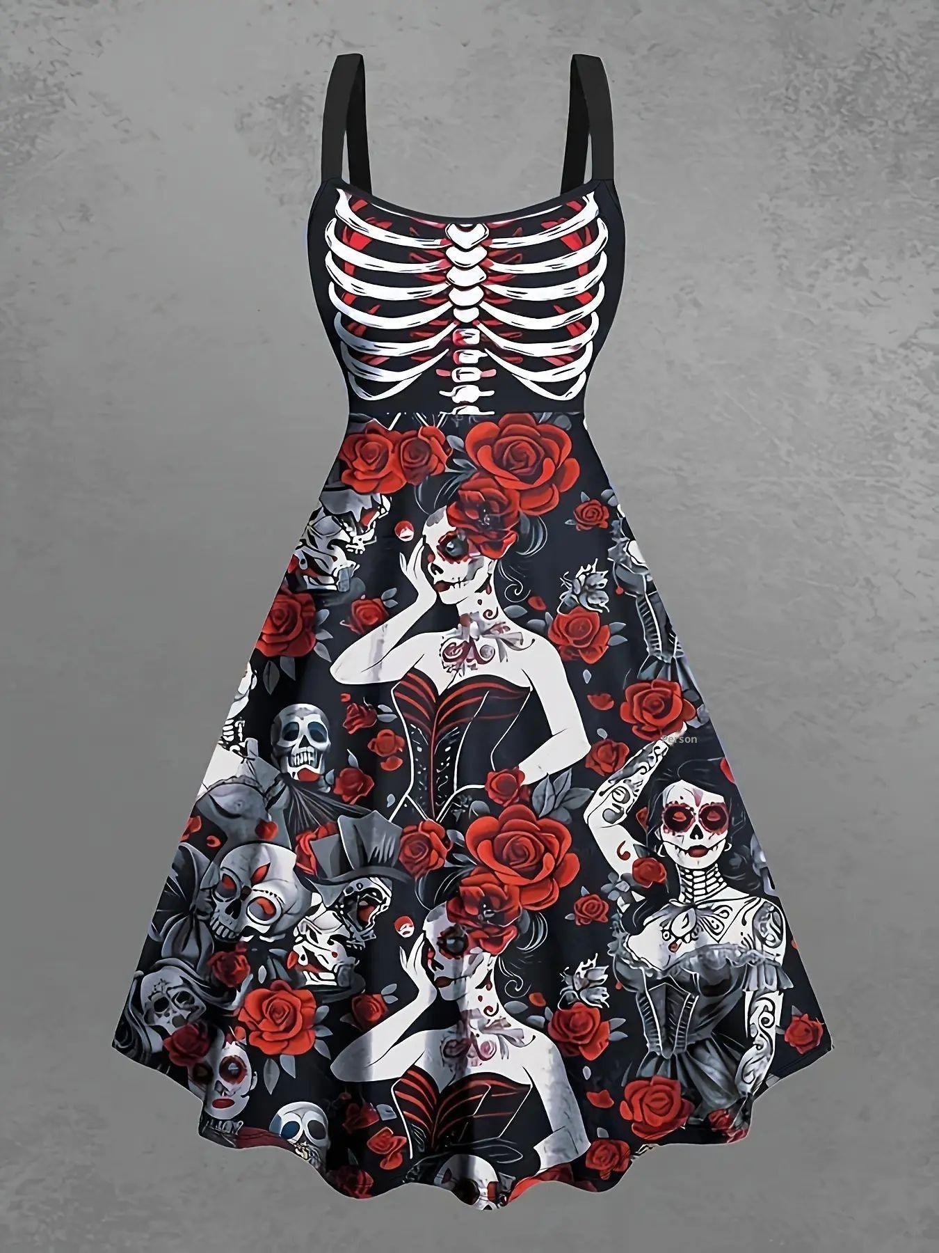 ChicShe Abito lungo sexy e hot da ragazza, con orlo largo, vestibilità aderente, stile europeo e americano, per Halloween, taglie forti_voghion.com