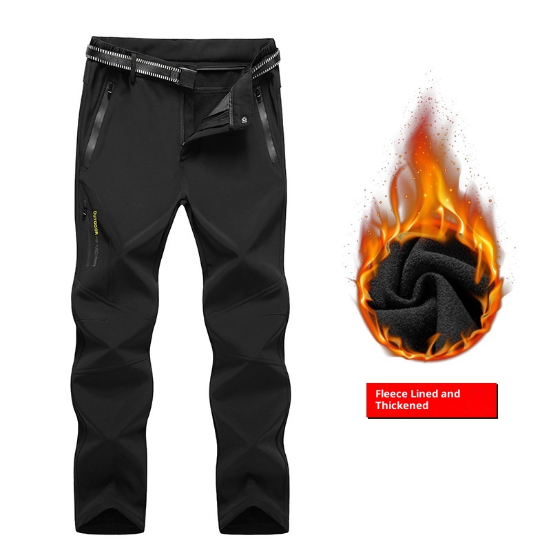 001 Jesienno-zimowe spodnie outdoorowe typu softshell męskie ciepłe wiatroodporne wodoodporne spodnie narciarskie dla par pogrubione spodnie turystyczne damskie_voghion.com