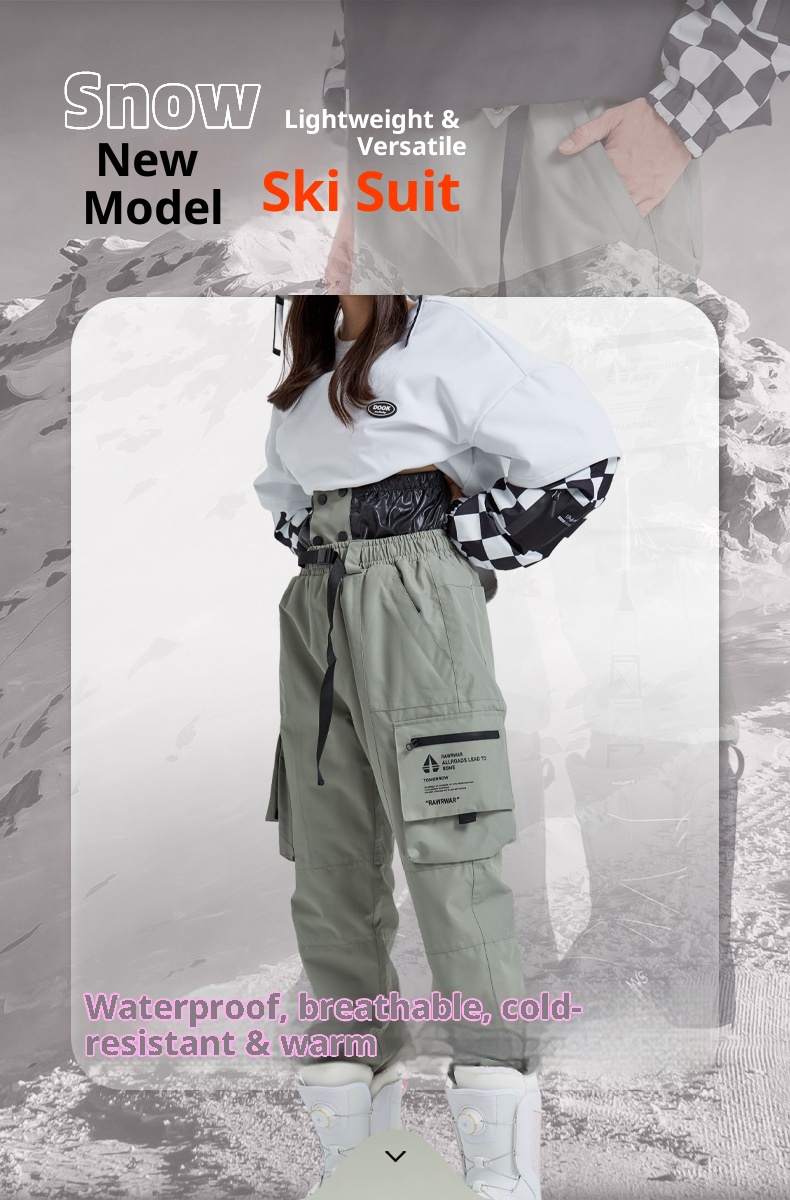 001 2023 Modne unisexowe spodnie snowboardowe wodoodporne i ciepłe, narciarskie, cargo, haremki_voghion.com