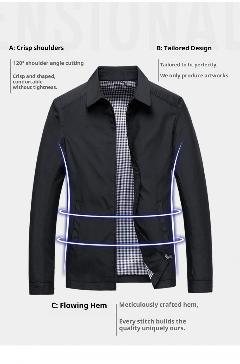 QFV507045555501<2 QFV507045555501<2 Giacca casual da uomo con colletto alto per giovani uomini di mezza età, cappotto alla moda spesso primaverile e autunnale_voghion.com