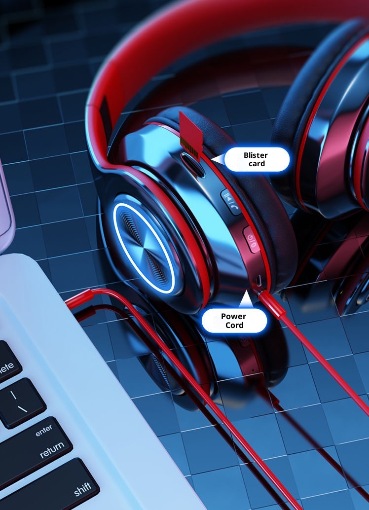 3c Cross-Bordr B39 Kabellose, leuchtende Bluetooth-Kopfhörer mit coolen, farbenfrohen Farbverläufen, 5.0-Karten-Instrumente_voghion.com