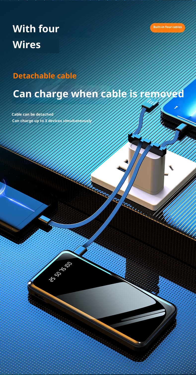 techglobe Wholesale Portable Built-in Cable Mirror Bank 20000mAh High-Quality Gift Mobile Power Supply PowerBank_voghion.com