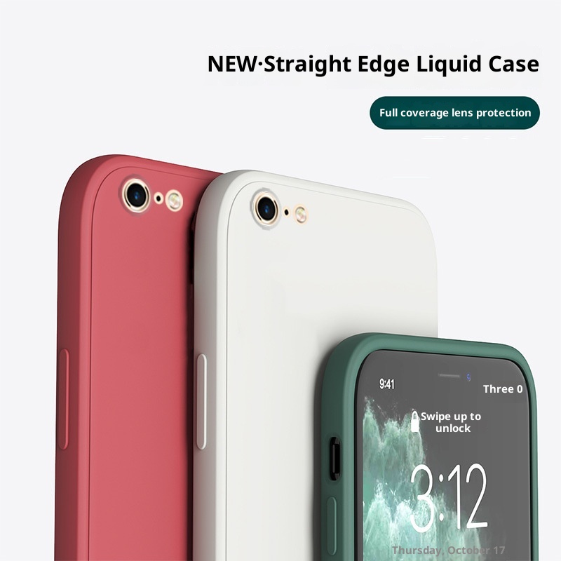 TechGlobe compatibile con il nuovo telefono Custodia morbida antiurto in silicone liquido con bordo dritto per iPhone 6s 6 Plus_voghion.com