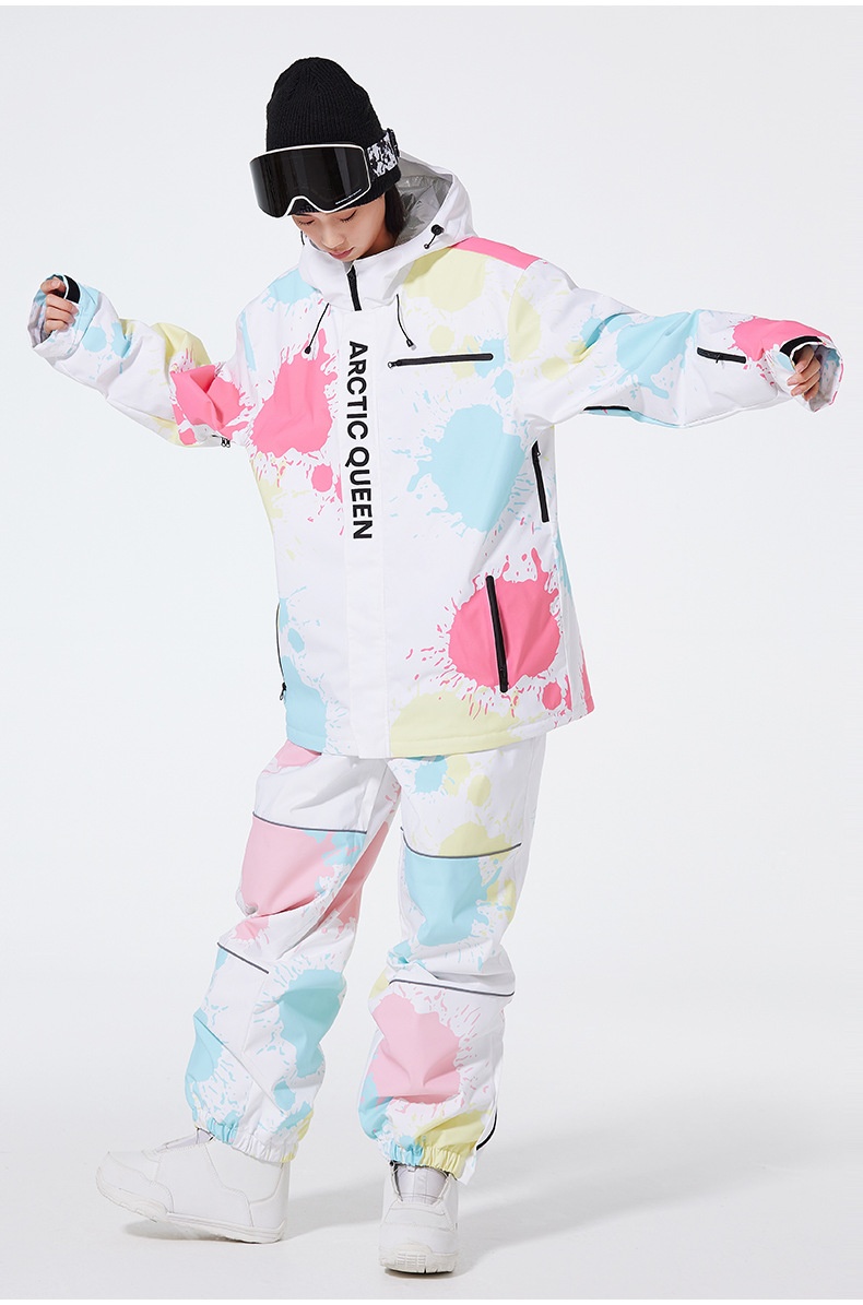 001 Damskie i męskie spodnie narciarskie OVERSIZE Zimowe, wodoodporne, ciepłe, wiatroszczelne, do jazdy na snowboardzie_voghion.com