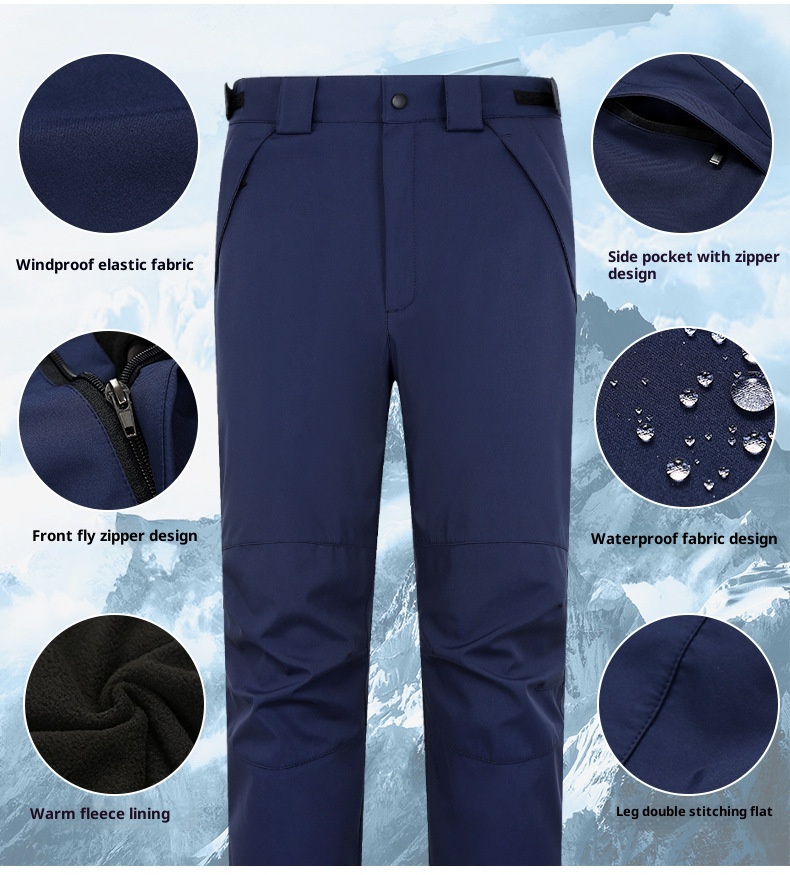 001 Wholesale Autumn Winter In Stock Lined Detachable Outdoor Thickened Fleece Men And Women Two-Piece Set Softshell Pants_voghion.com