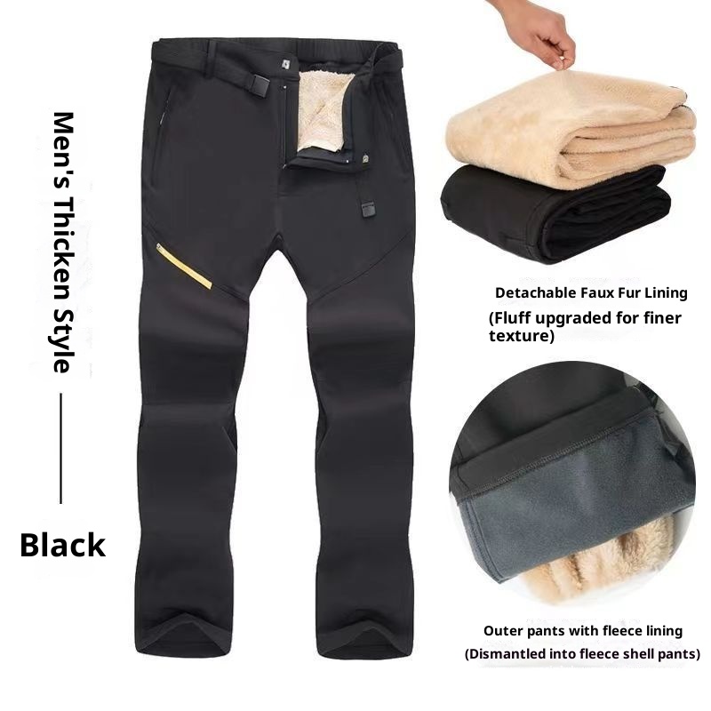 001 Nuovi pantaloni da sci da uomo, da trekking, impermeabili, traspiranti, foderati in pile softshell, spessi, da donna, in lana d'agnello_voghion.com