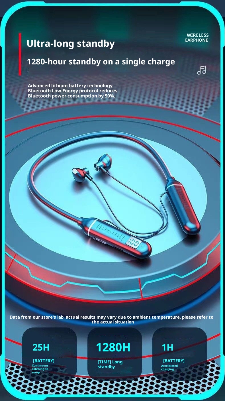 3c Wireless Bluetooth Suitable For Sports Stereo Noise Cancelling Digital Display Long Battery Life Cross-Border Neckband_voghion.com