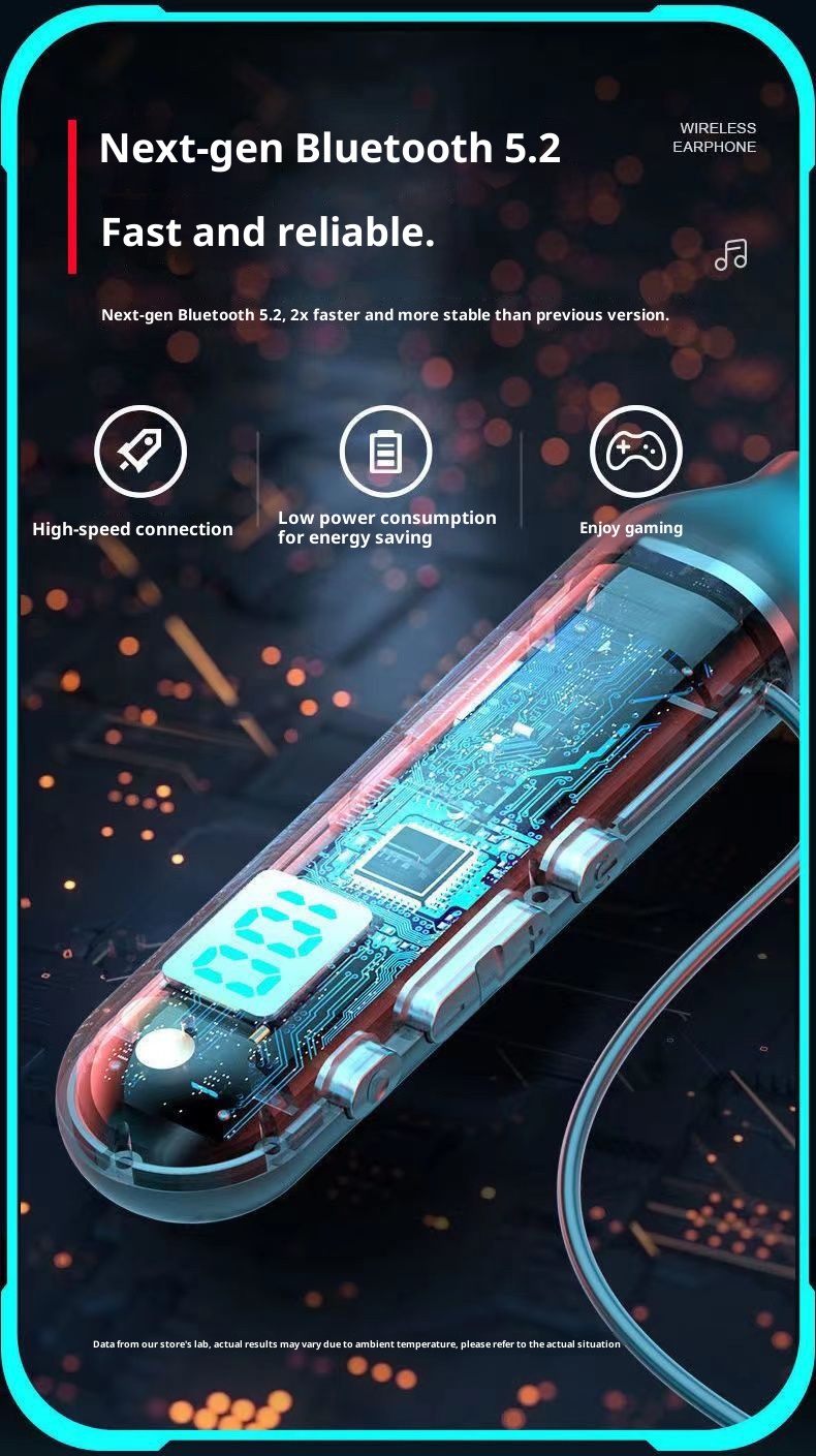 3c Wireless Bluetooth Suitable For Sports Stereo Noise Cancelling Digital Display Long Battery Life Cross-Border Neckband_voghion.com