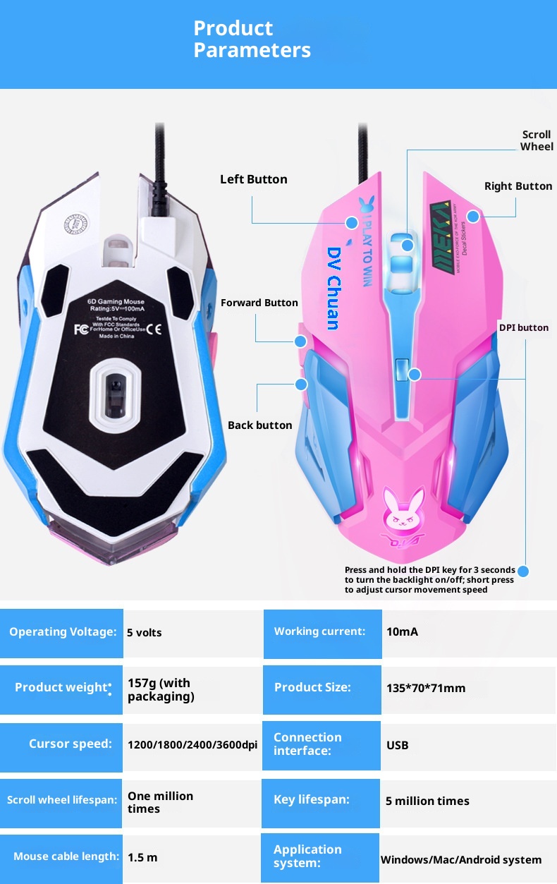 Techglobe Computer Peripheral LOL E-sports PUBG Gaming Accessories USB Mouse_voghion.com