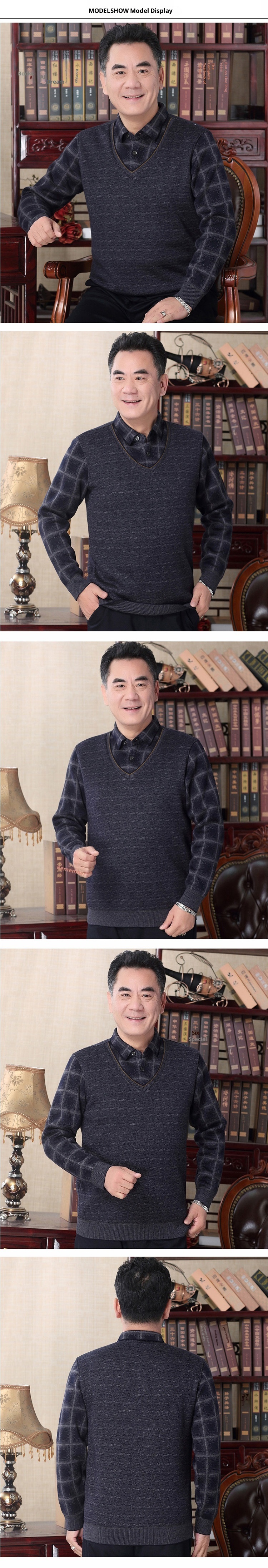 boy Boy Boy And Elderly Fleece-lined Thickened Two-piece Dad's Outfit Base Layer Thermal Clothing Middle-aged Men's Winter_voghion.com