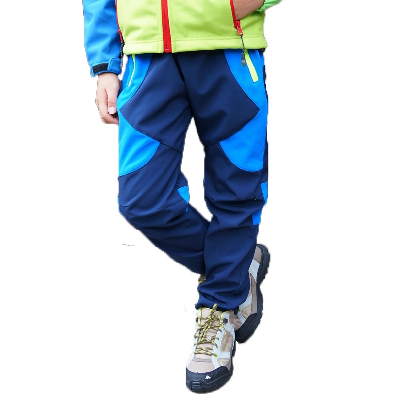 001 Children's Soft Shell Windproof Waterproof Hiking Sports Outdoor Climbing Boys Girls Ski Pants Thickened And Warm_voghion.com