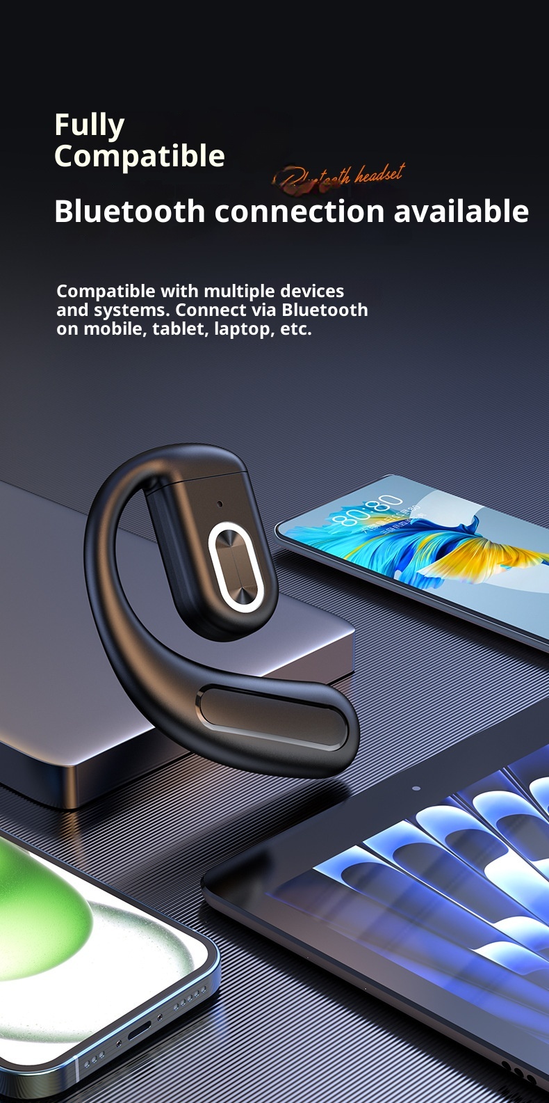3c New Z70 Auricolare Bluetooth 5.4 non in-ear universale con traduzione in tempo reale AI con gancio sinistro e destro_voghion.com