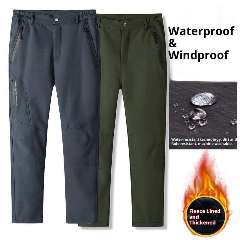 001 Wasserdichte und winddichte, fleecegefütterte, dicke Outdoor-Softshell-Cargohose für Damen und Herren_voghion.com