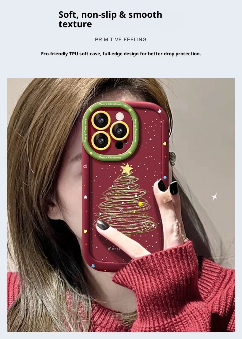 Étui TechGlobe compatible avec les iPhone 12/11 Pro Max et 13/14 Plus (modèle sapin de Noël), résistant aux chocs._voghion.com