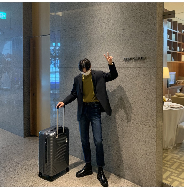 QFV507045555501<2 QFV507045555501<2 Chaqueta corta informal para hombre, estilo coreano, traje moderno Dongdaemun, blazer corto negro holgado de otoño_voghion.com