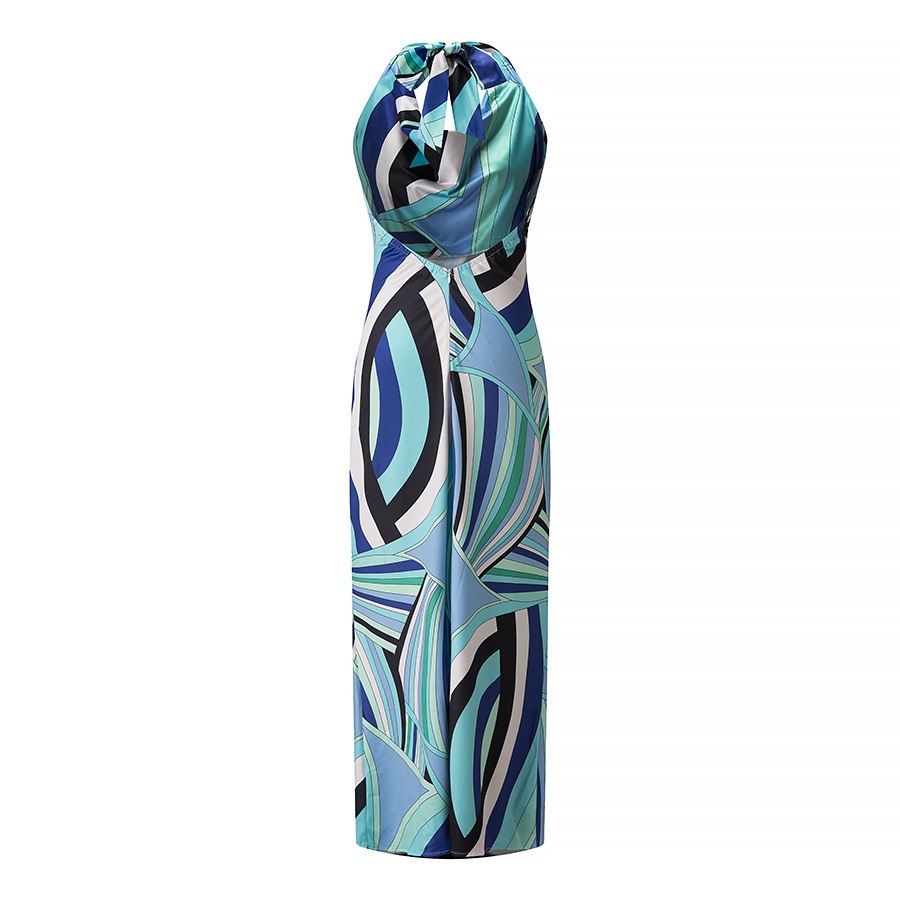 ChicShe Cross-Border Foreign Trade Wholesale ZA European And American Style Women's New Halter Neck Slim Fit Bodycon Printed_voghion.com