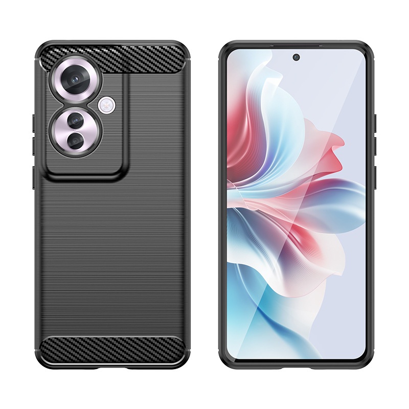 TechGlobe Custodia protettiva per telefono OPPO Reno11F F25Pro Reno11A in fibra di carbonio spazzolata, copertura completa, anti-caduta_voghion.com