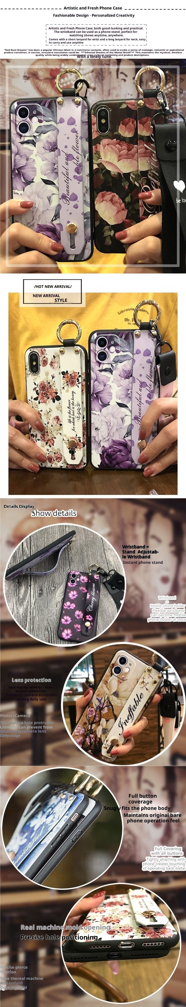 TechGlobe Suitable For IPhone Phone Case Cute Silicone Couple Dustproof Bracket Wrist Strap Personality New Trend_voghion.com